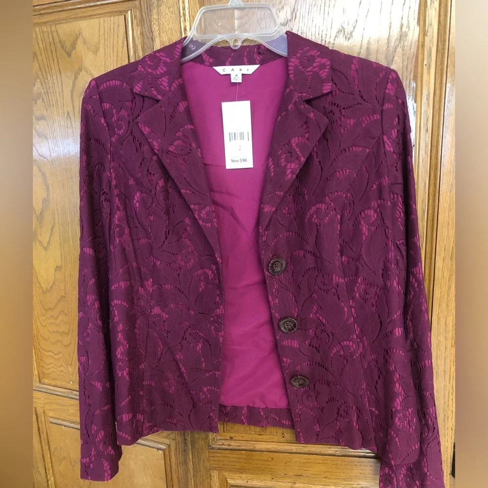 Cabi Frolic Jacket in Plumberry Lace - Picture 4 of 9